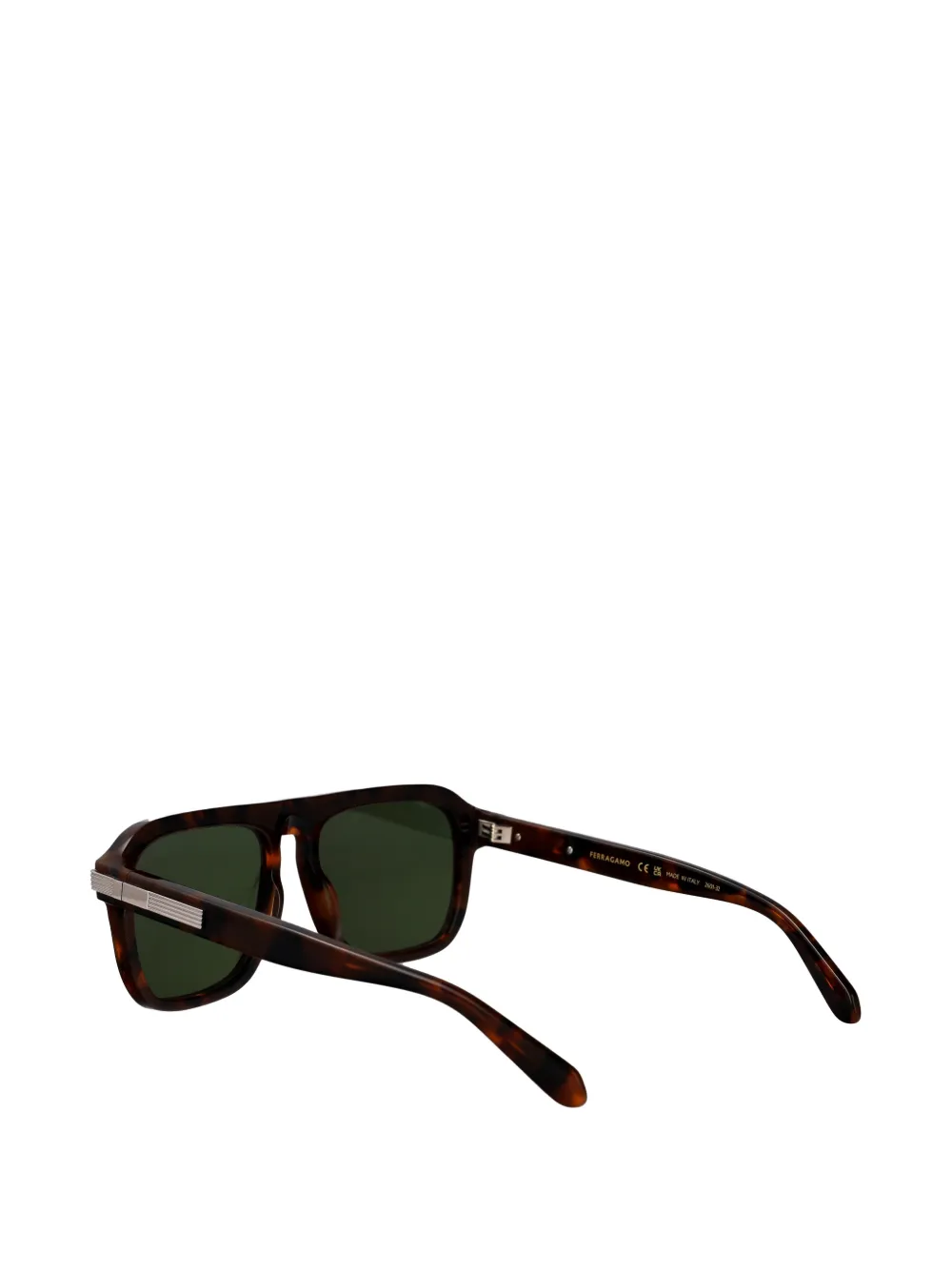 Ferragamo Eyewear Zonnebril met vierkant montuur en schildpadschild design Bruin