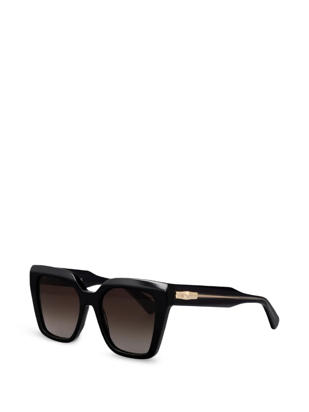 Longchamp Zonnebril met vierkant montuur en bamboe detail Zwart