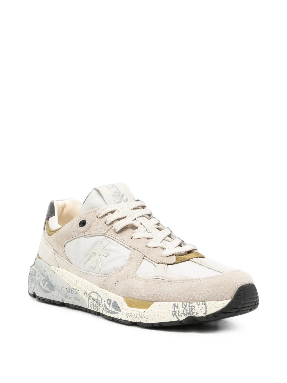 Premiata Mase suede-panelled sneakers Beige
