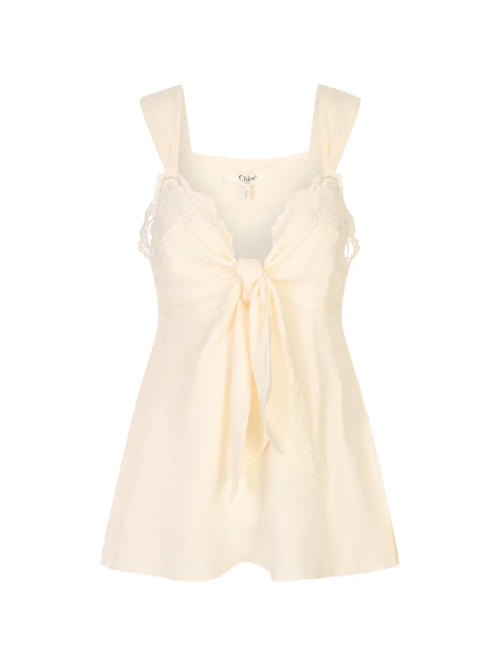 Chloé lace-trim knotted sleeveless blouse - Bianco