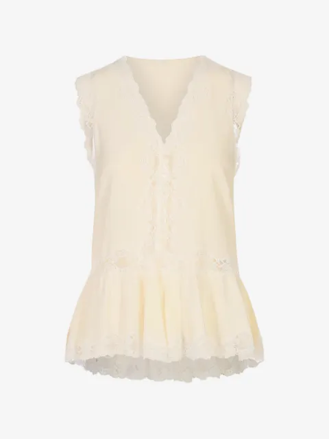 Chloé lace-trim sleeveless peplum blouse