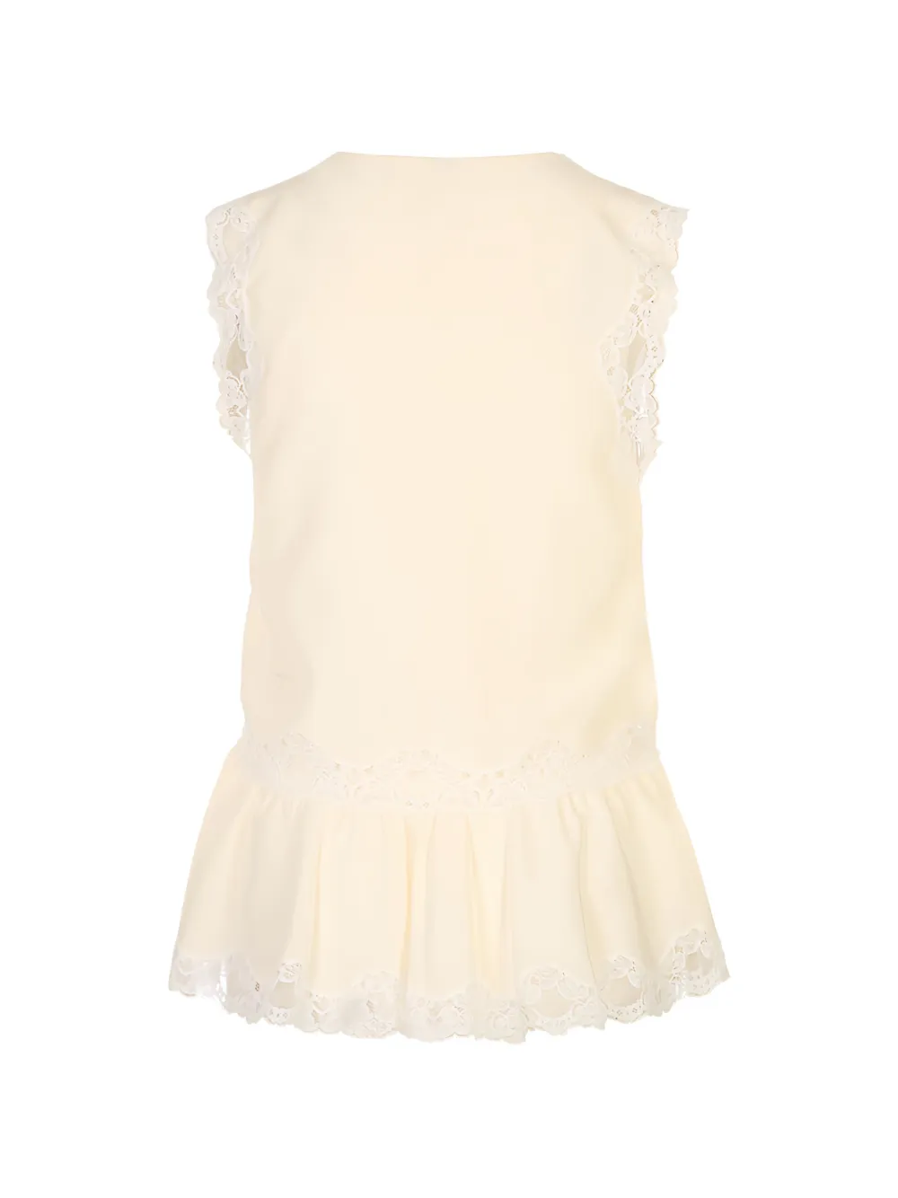 Chloé Mouwloze blouse met kanten afwerking Wit