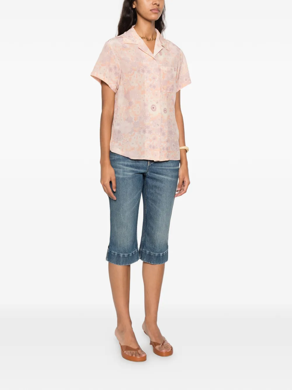 Chloé Blouse met geborduurd logo en bloemen-print Roze