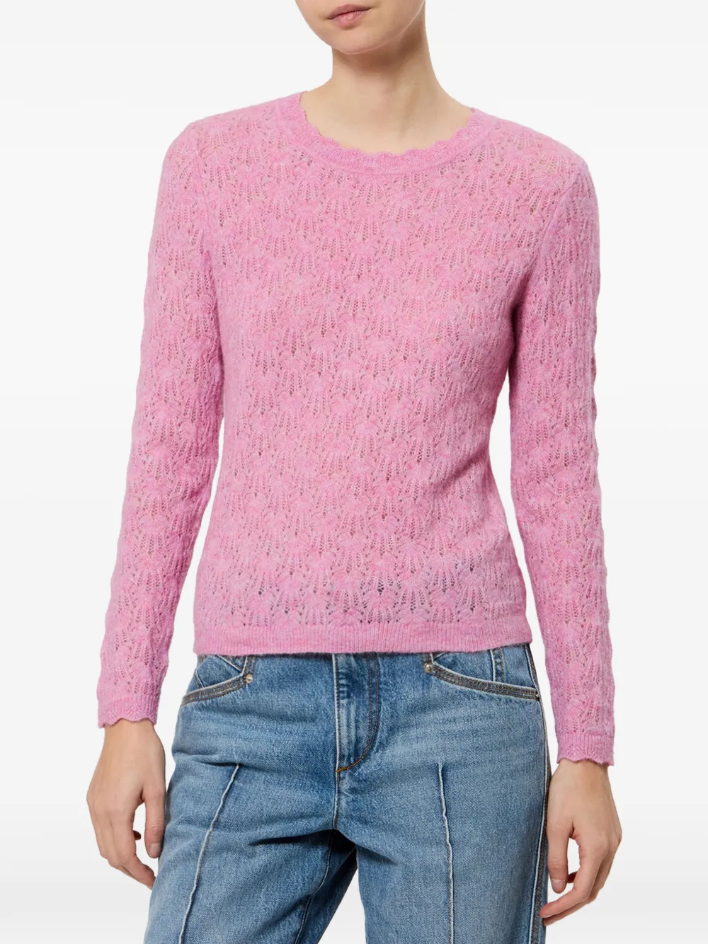 MARANT ÉTOILE Obeline Openwork Knit Sweater in Pink, view 3