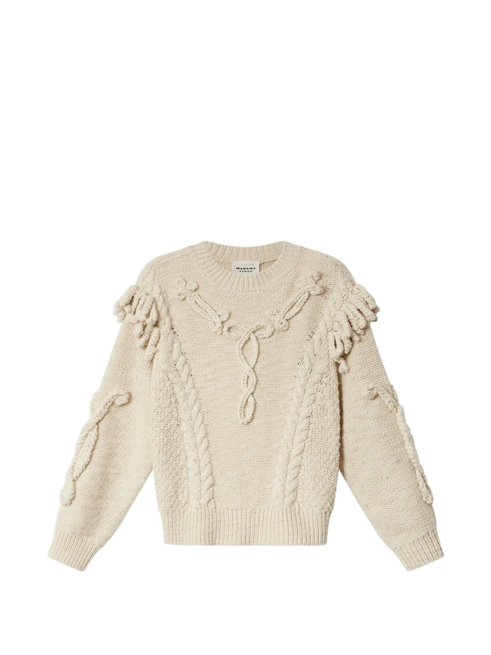 MARANT ÉTOILE Aran-knit fringed sweater - Nude