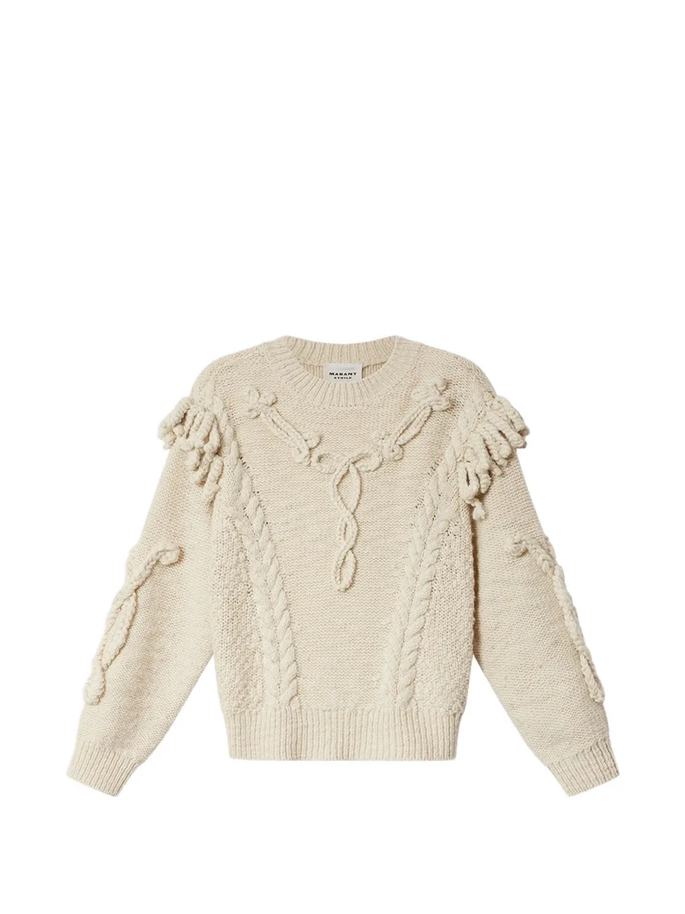 MARANT ÉTOILE Aran-knit fringed sweater - Nude