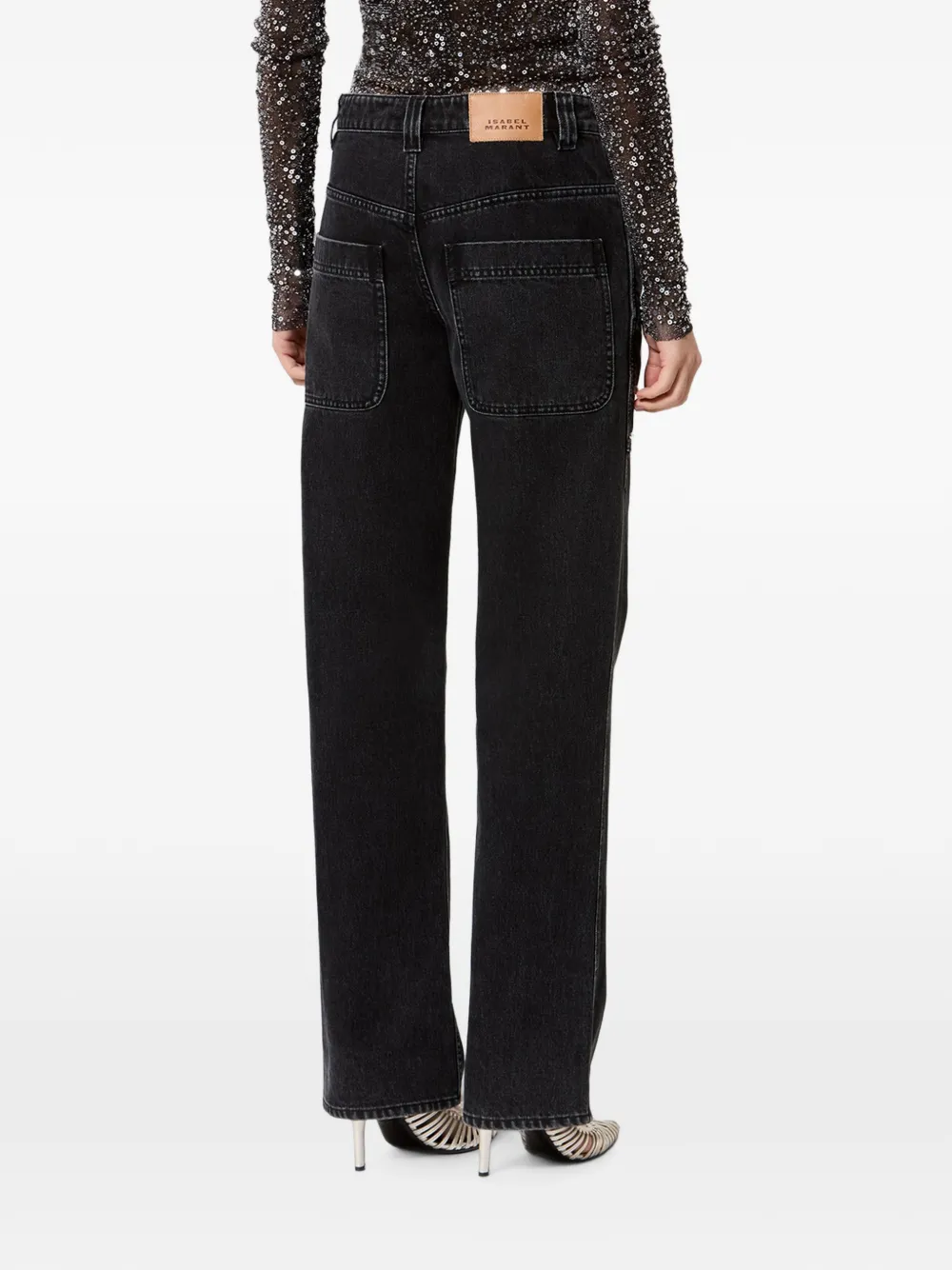 ISABEL MARANT Silka jeans verfraaid met ringlets Zwart