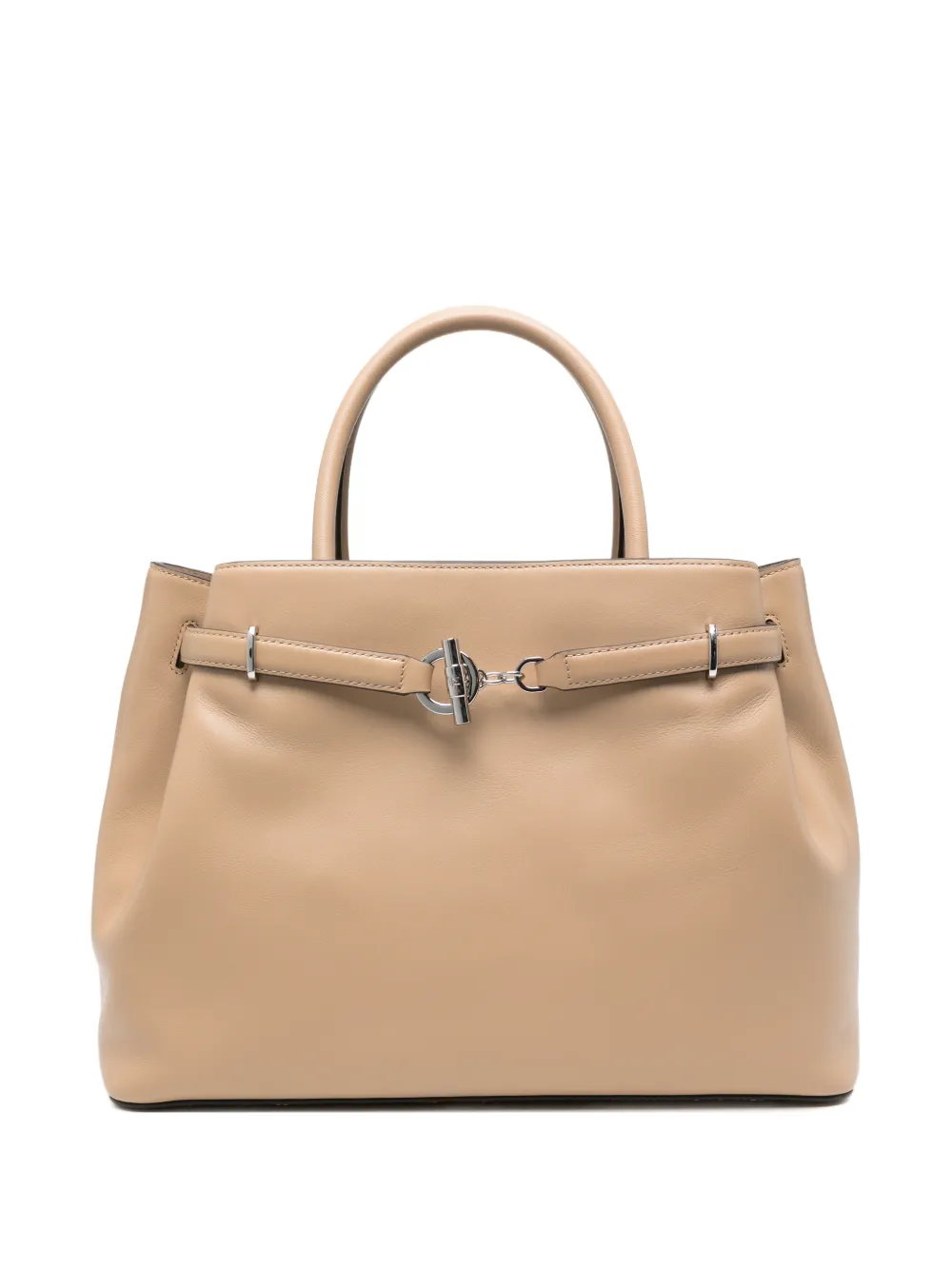 Lauren Ralph Lauren logo-plaque leather tote bag - Toni neutri
