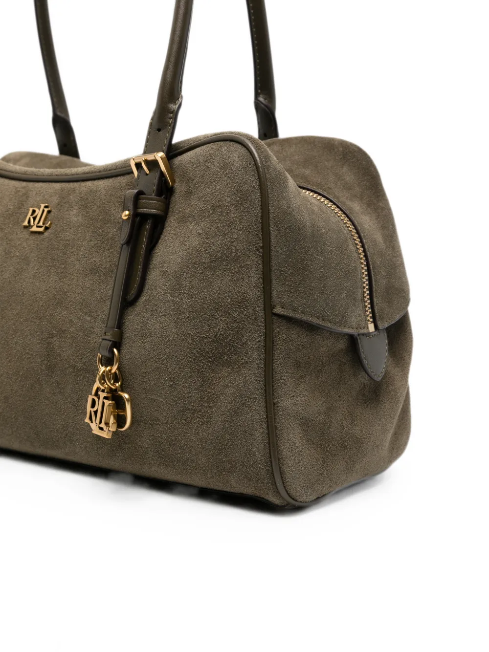 Lauren Ralph Lauren Suède schoudertas met logoplakkaat Groen