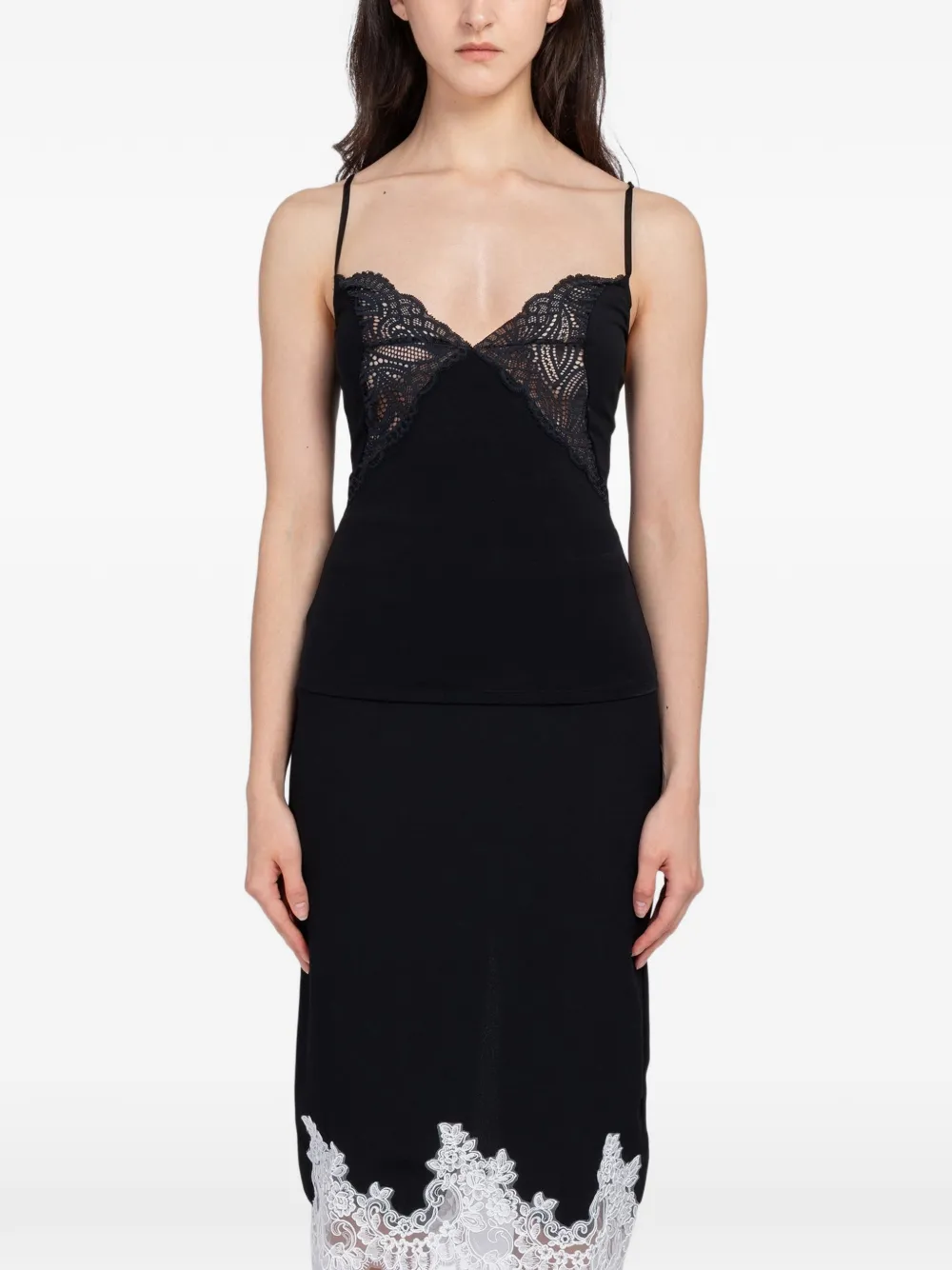 Beaufille Papillon Cami lace-trim top - Nero