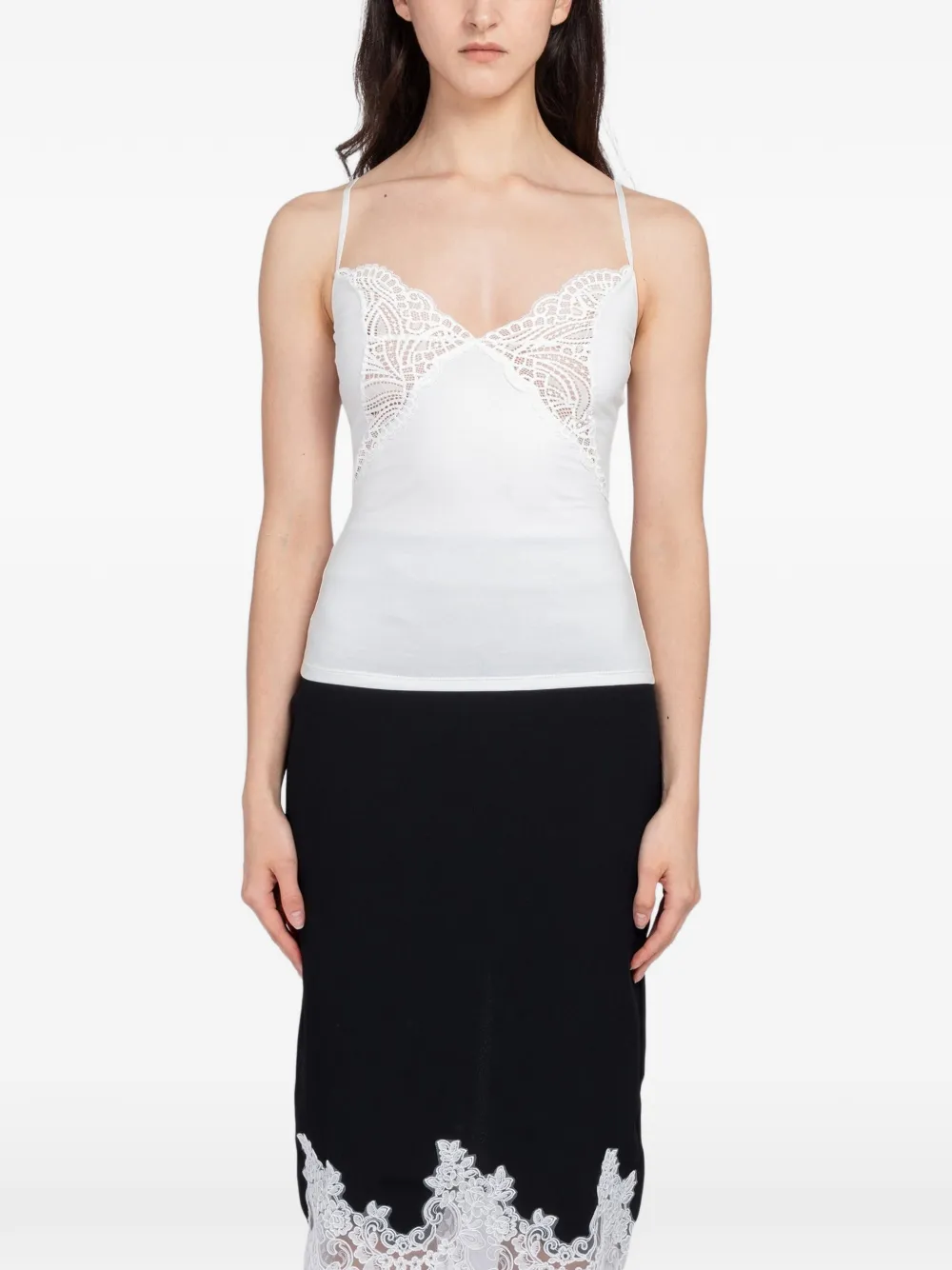 Beaufille Papillon Cami lace-trim top - Bianco