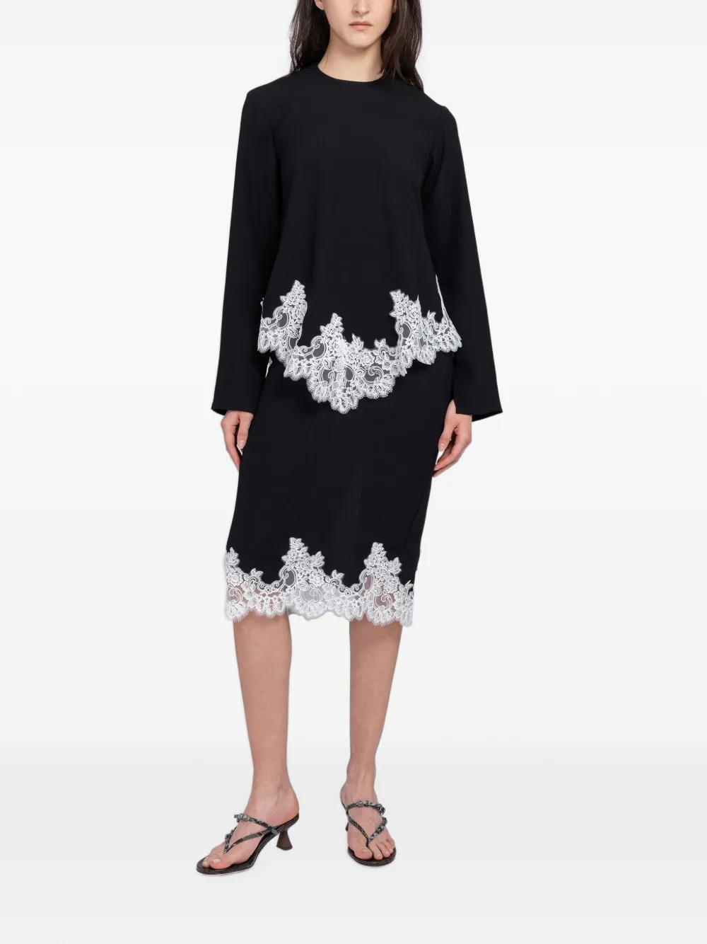 Beaufille Marni blouse met kanten afwerking Zwart