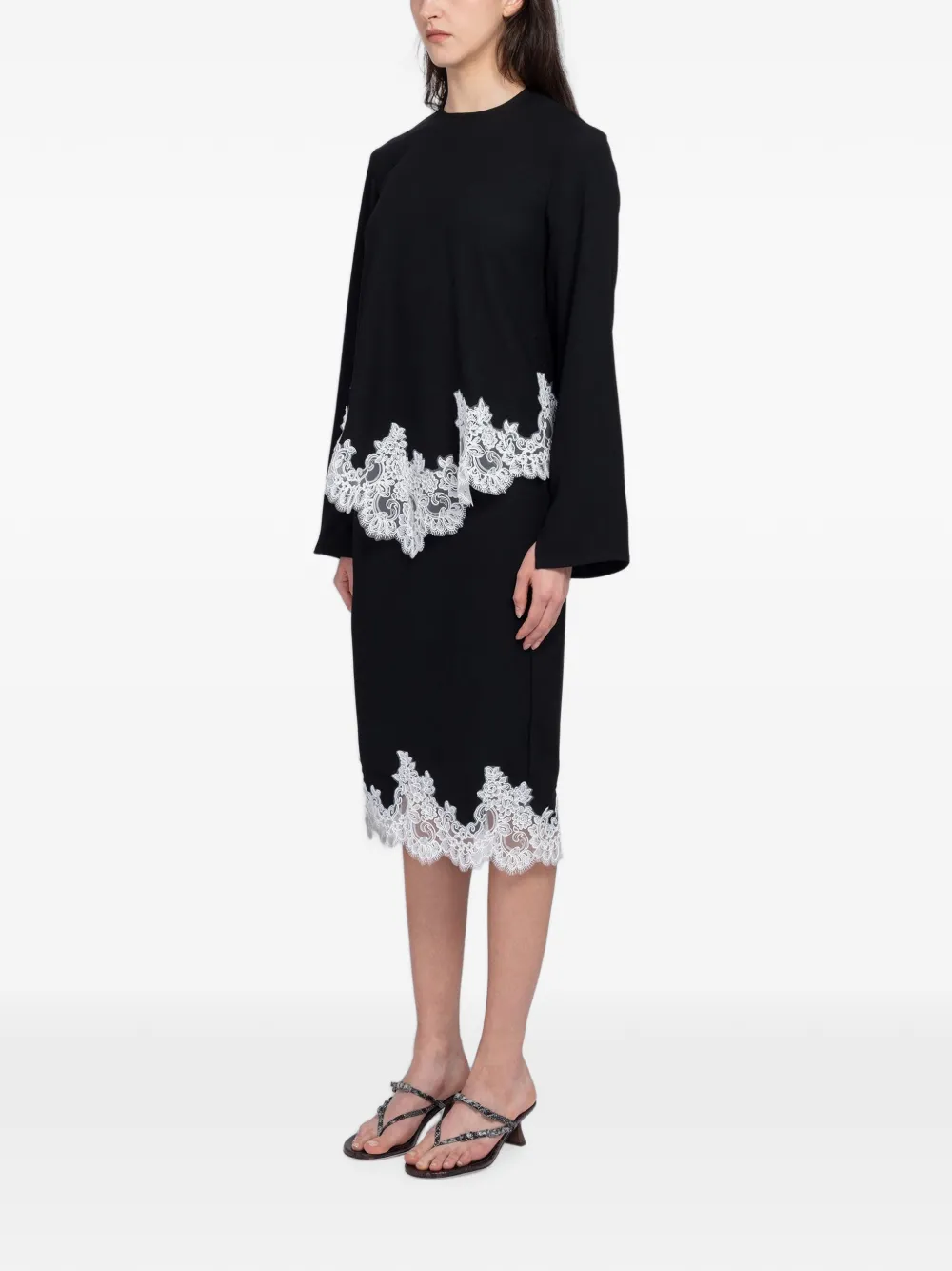 Beaufille Marni blouse met kanten afwerking Zwart