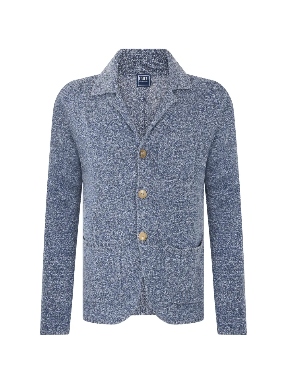 Fedeli button-up notched-lapel cardigan - Blue