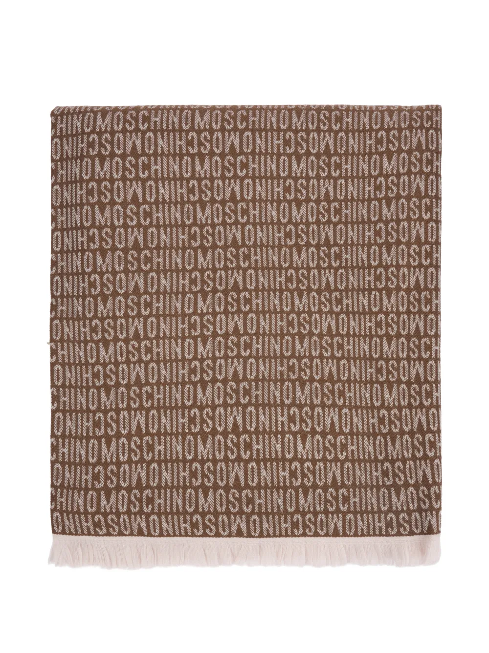 Moschino logo-print fringed scarf - Brown