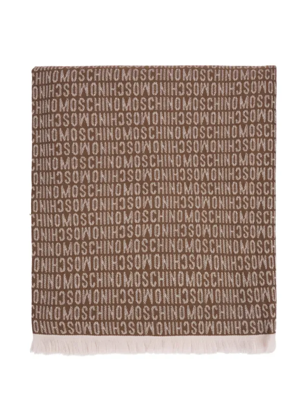 Moschino Logo-print Fringed Scarf in Brown