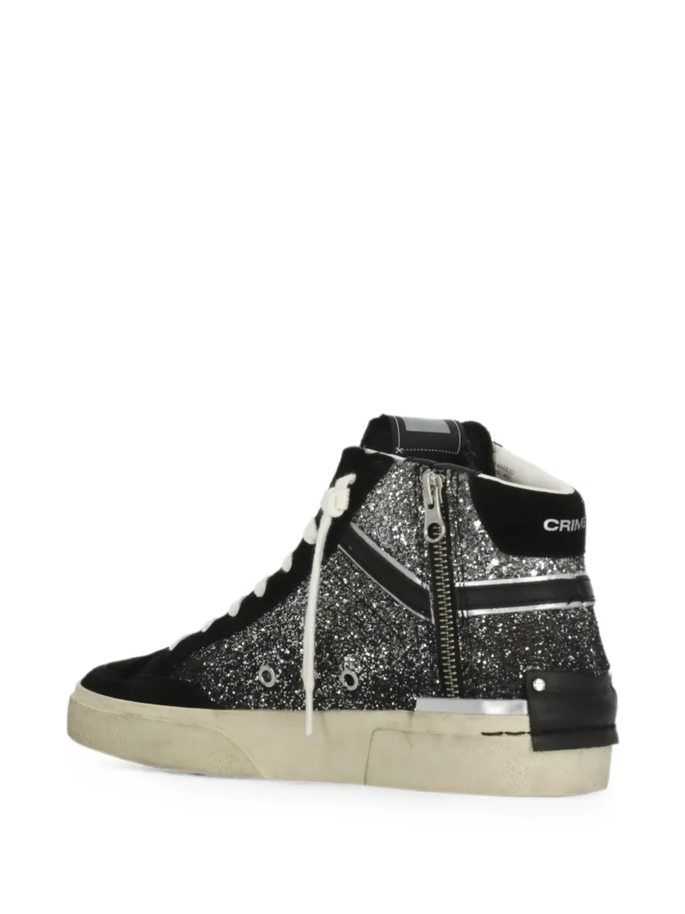Crime London SK8 Recut high-top glitter sneakers Zwart
