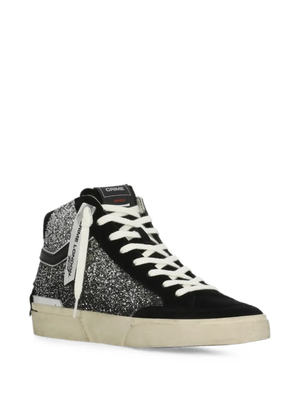 Crime London SK8 Recut high-top glitter sneakers Zwart