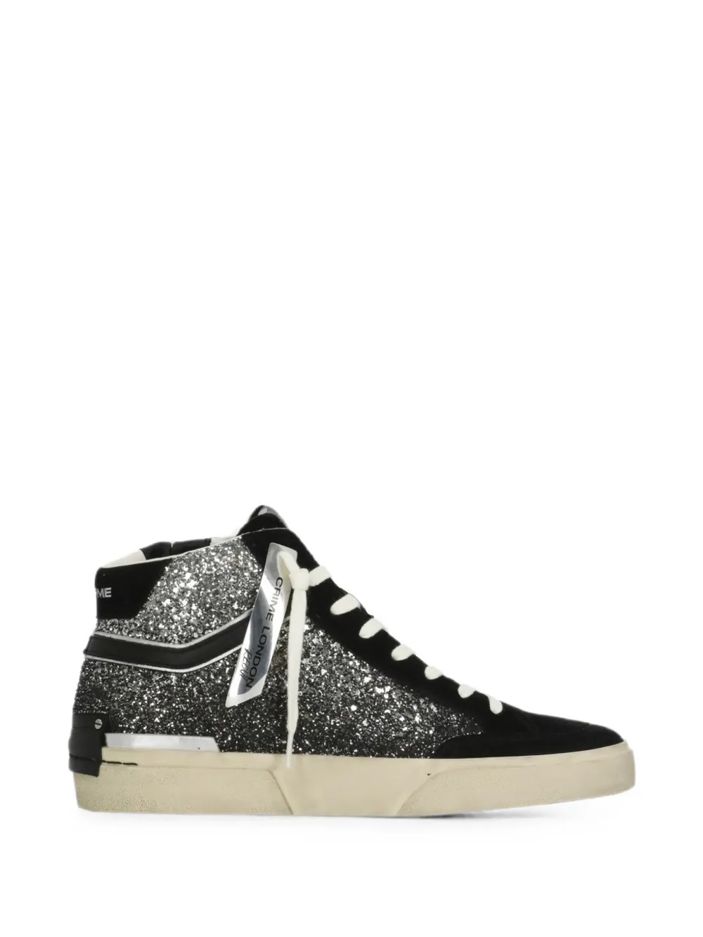 Crime London SK8 Recut high-top glitter sneakers Zwart