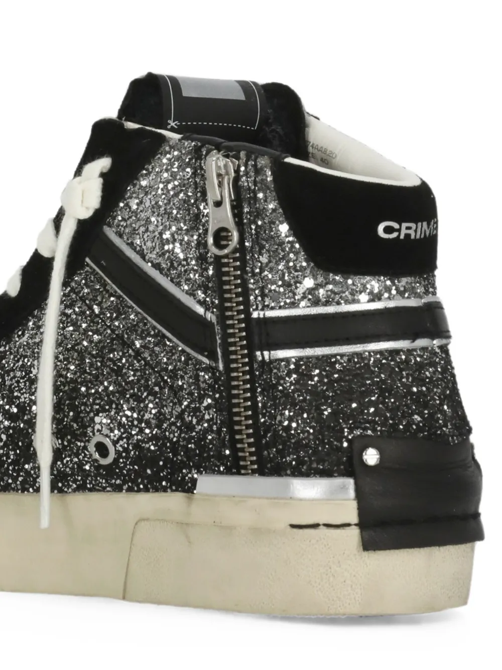 Crime London SK8 Recut high-top glitter sneakers Zwart