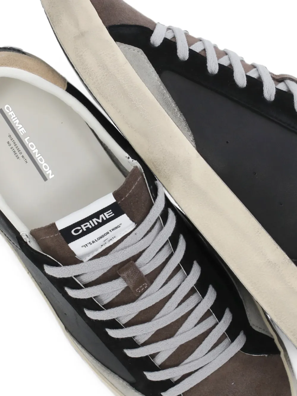 Crime London distressed panelled sneakers Zwart
