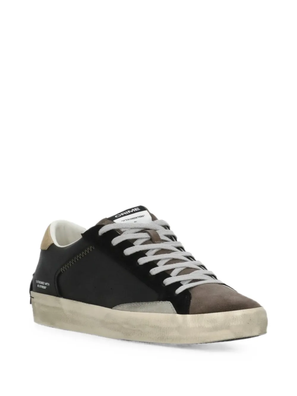 Crime London distressed panelled sneakers Zwart