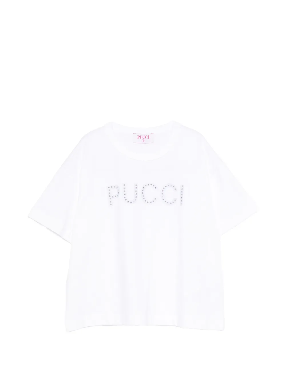 PUCCI Junior crystal-embellished logo T-shirt - Bianco