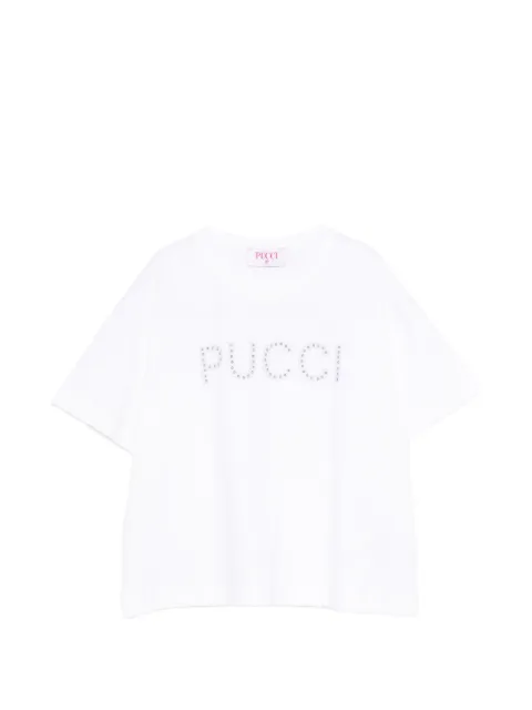 PUCCI Junior playera con logo y detalles de cristal