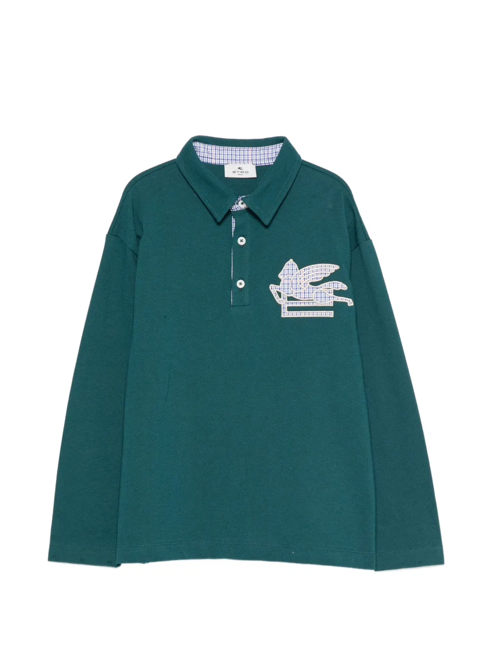ETRO KIDS Pegaso-patch polo shirt - Verde