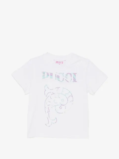 PUCCI Junior logo-print fish T-shirt