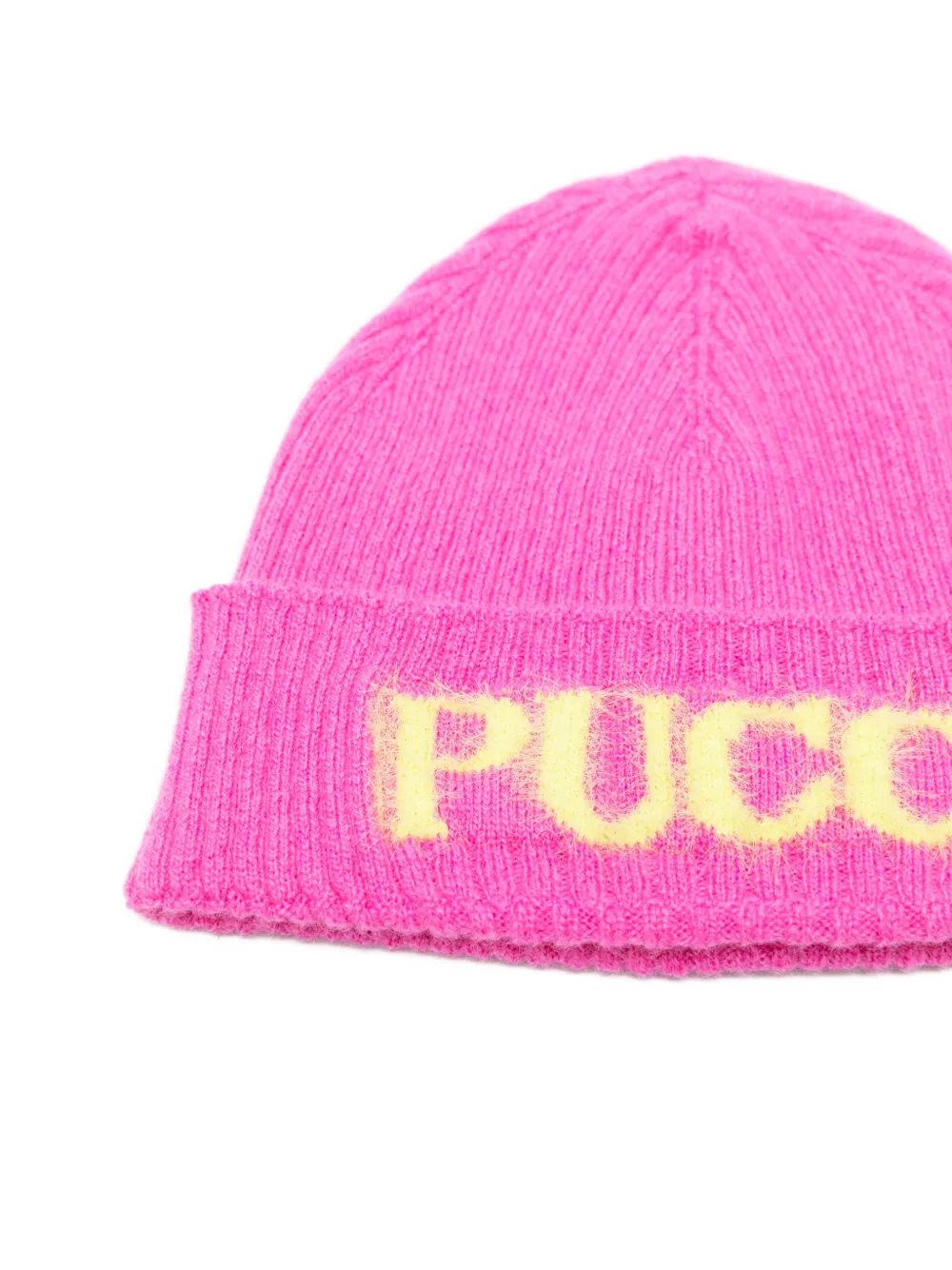 PUCCI Junior Ribgebreide muts met intarsia logo Roze