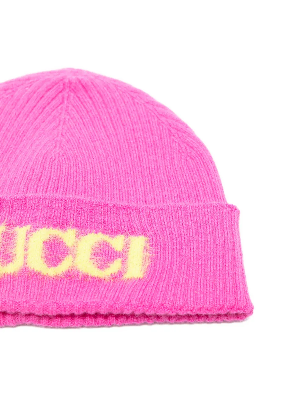 PUCCI Junior Ribgebreide muts met intarsia logo Roze