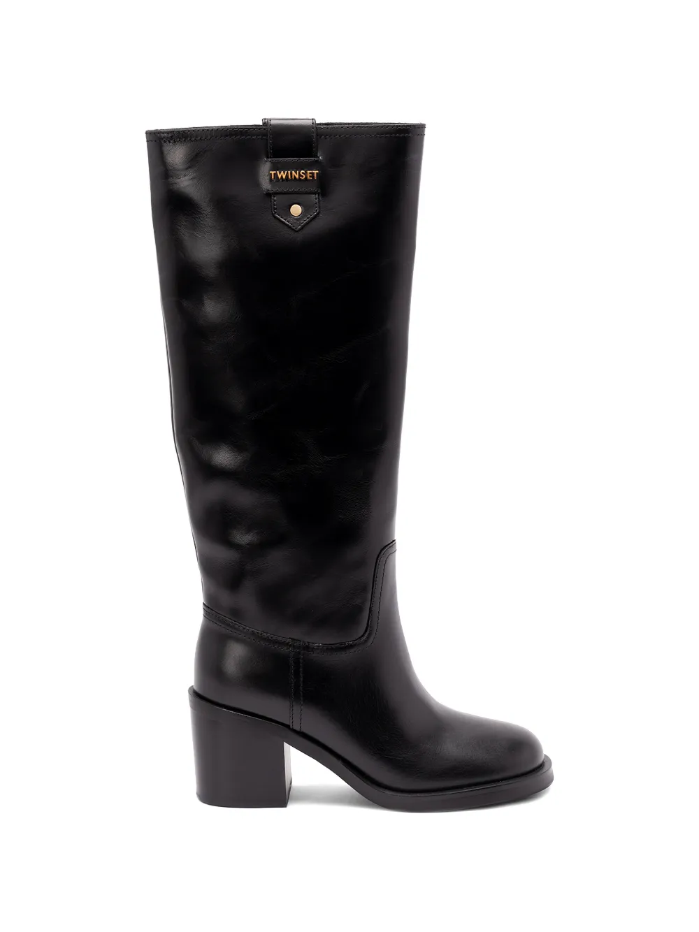 TWINSET logo-plaque block-heel boots Zwart