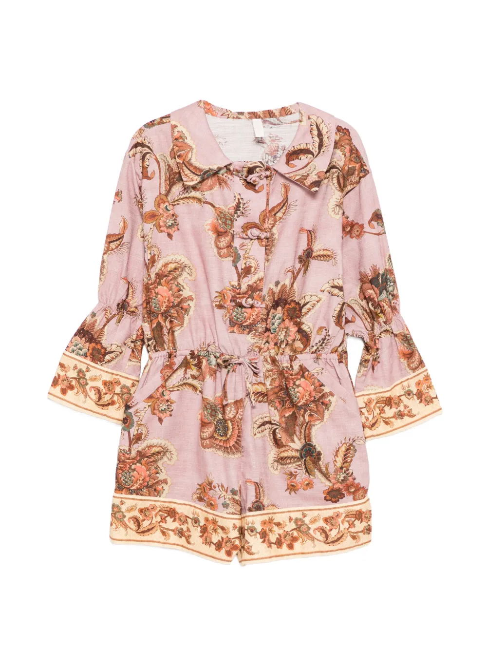 ZIMMERMANN Kids floral-print drawstring playsuit - Rosa