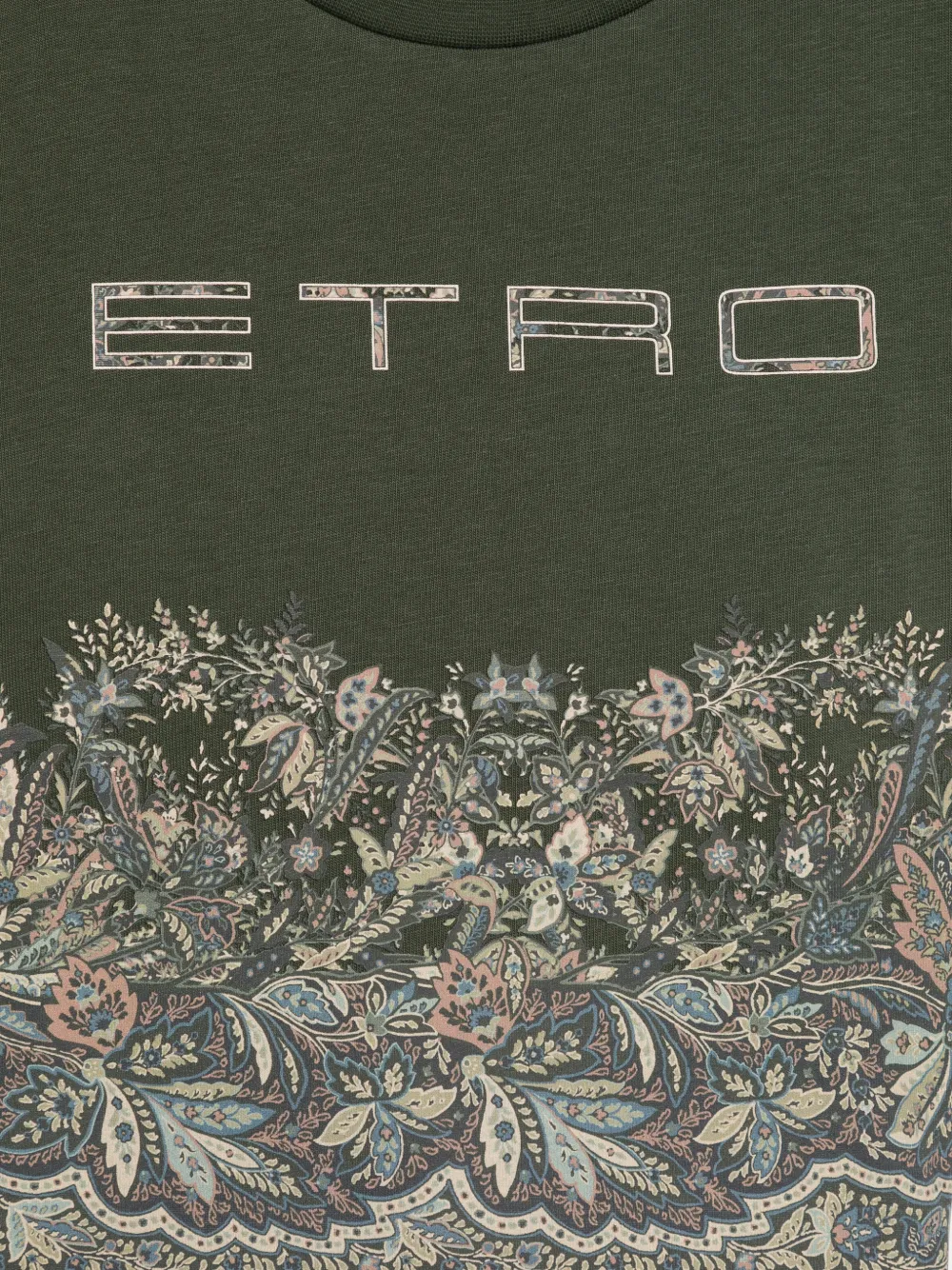 ETRO KIDS T-shirt met paisley-print en logo-print Groen