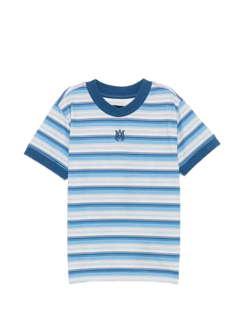 AMIRI KIDS logo-embroidered striped T-shirt - Blu