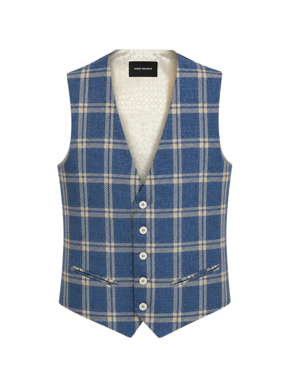 RAMON SANJURJO check-pattern waistcoat - Blu