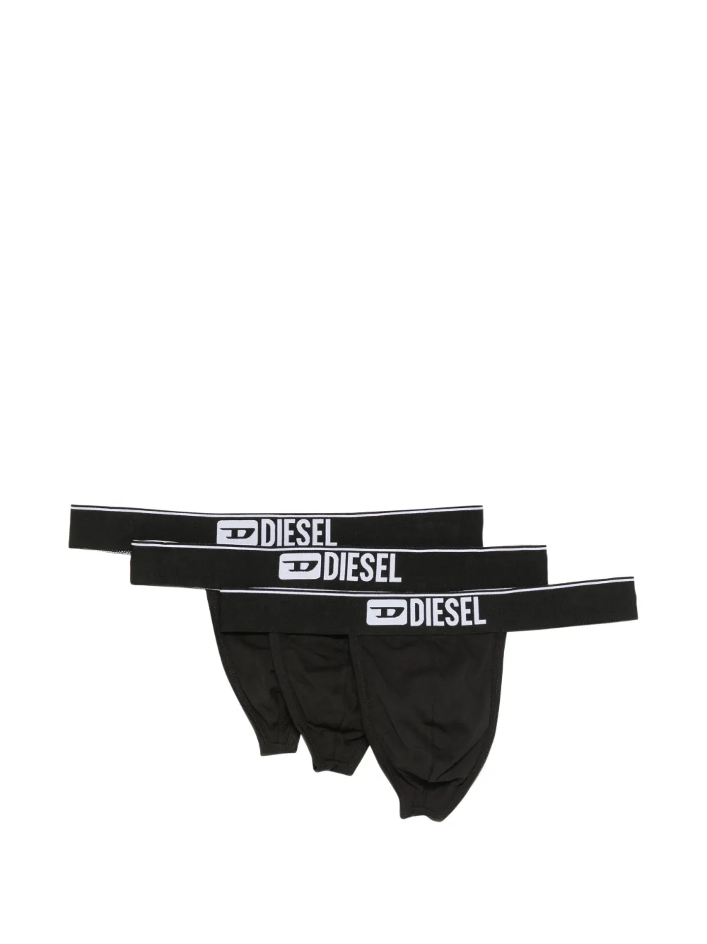 Diesel logo-waistband briefs (set of three) - Nero