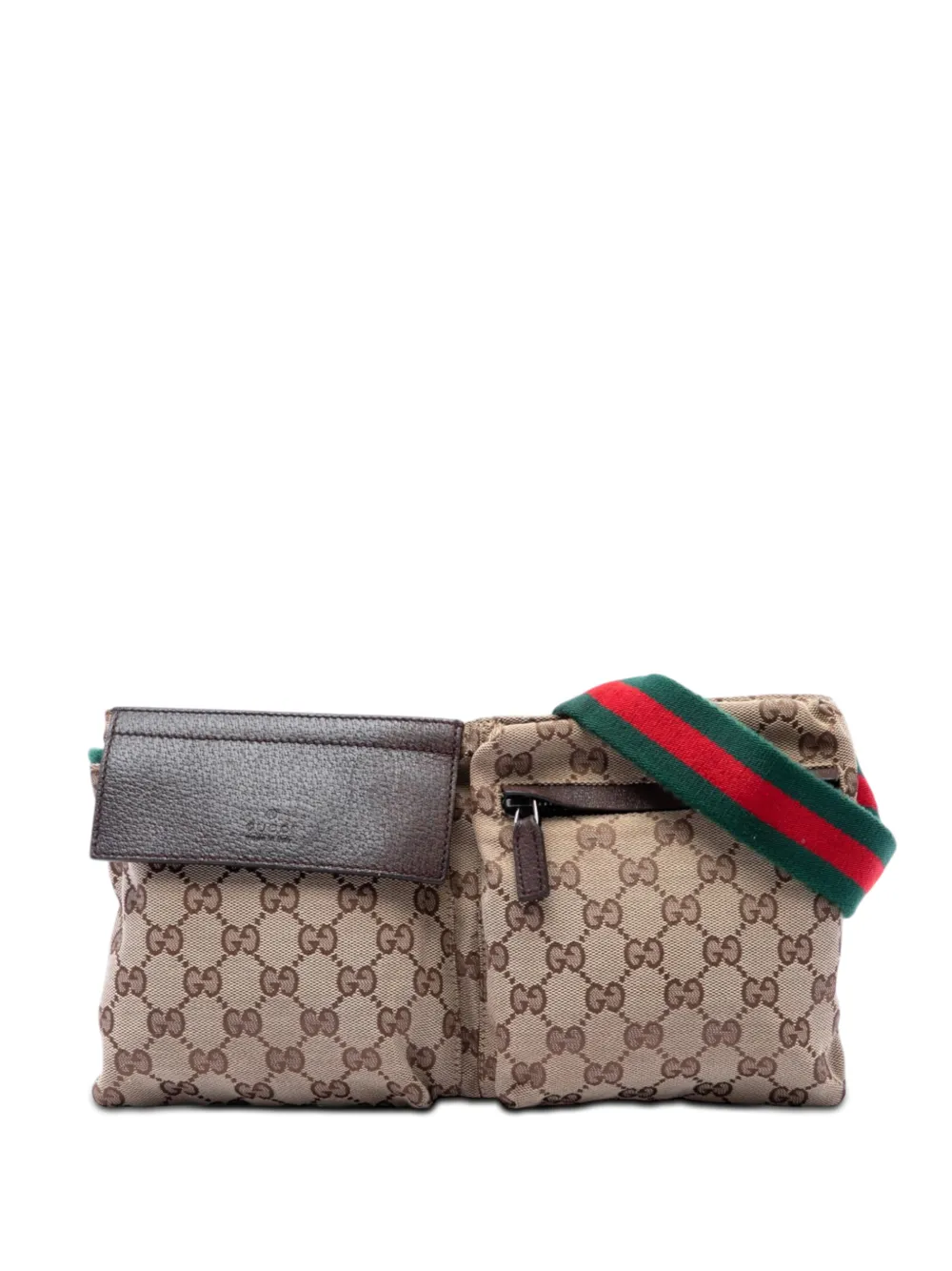 Gucci Pre-Owned 2016-2026 GG Canvas Web Double Pocket belt bag - Toni neutri