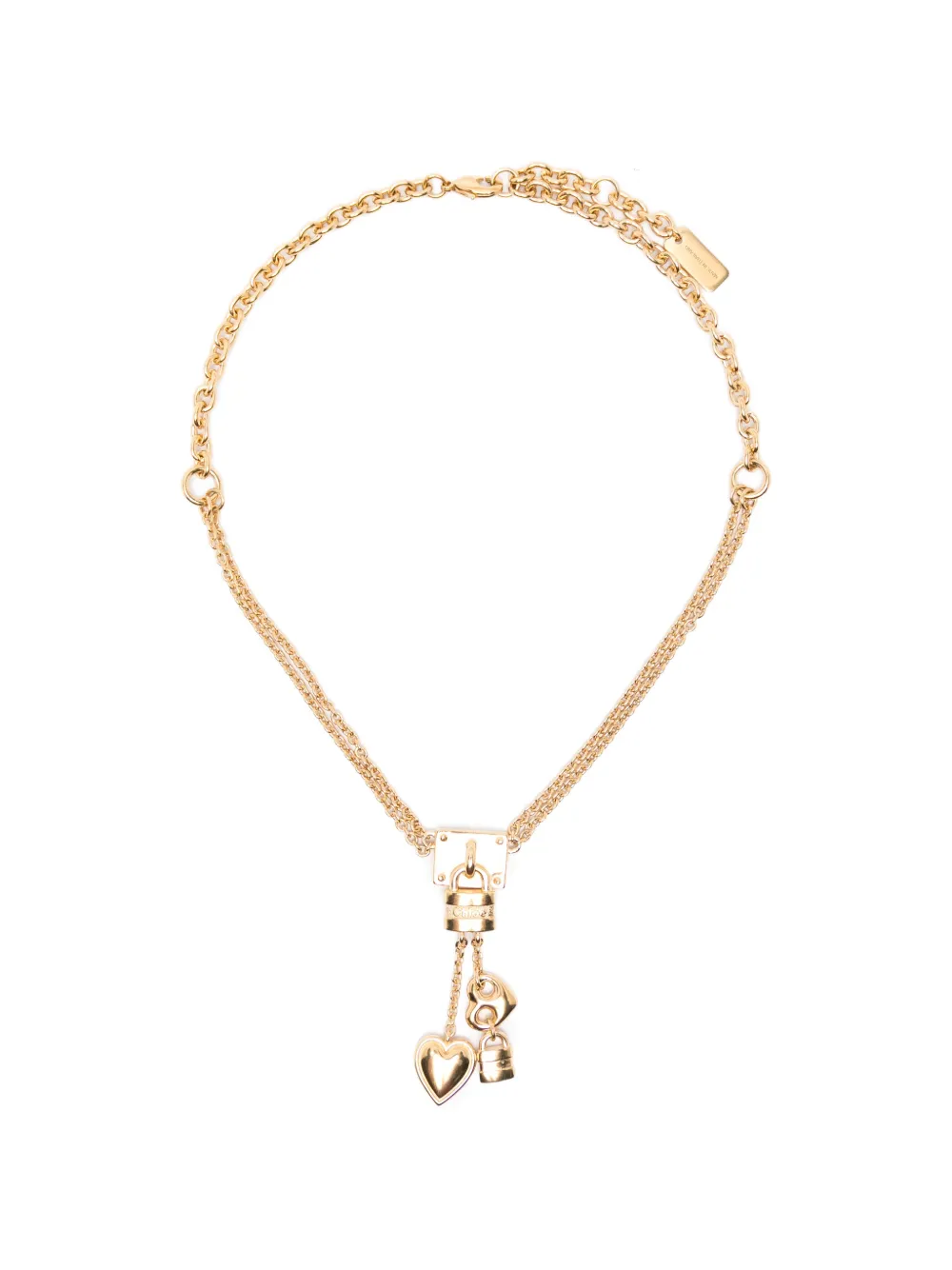 Chloé mini Paddington heart padlock-pendant necklace - Oro