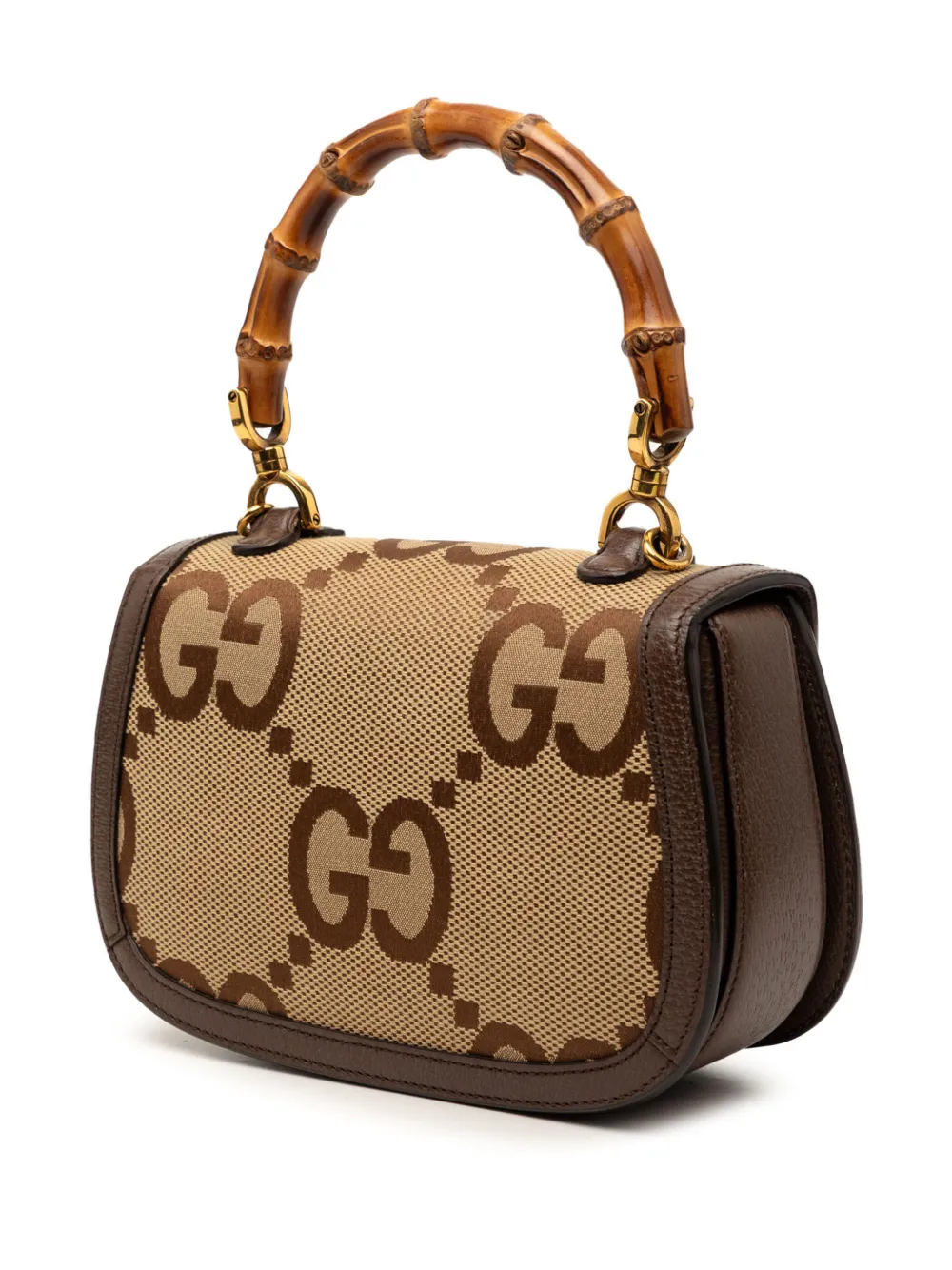  Gucci Pre-owned Borsa A Tracolla Bamboo 1947 Piccola In Tela Jumbo Gg Con Manico 2000-2015 - Toni Neutri 