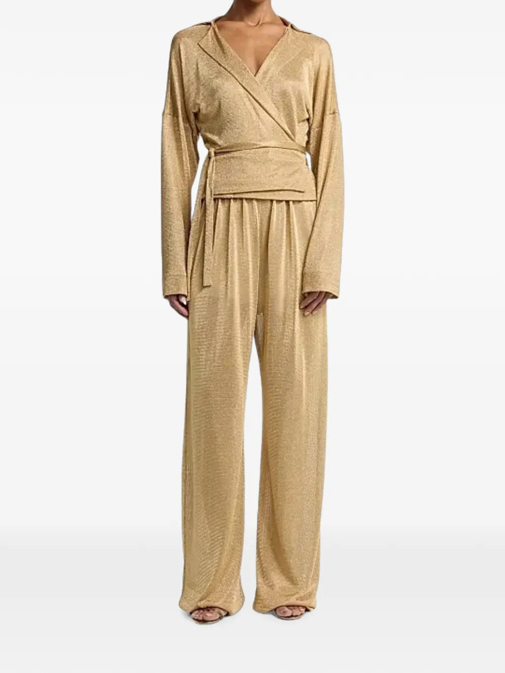 Alberta Ferretti Blouse met metallic-effect en wikkel-design Goud