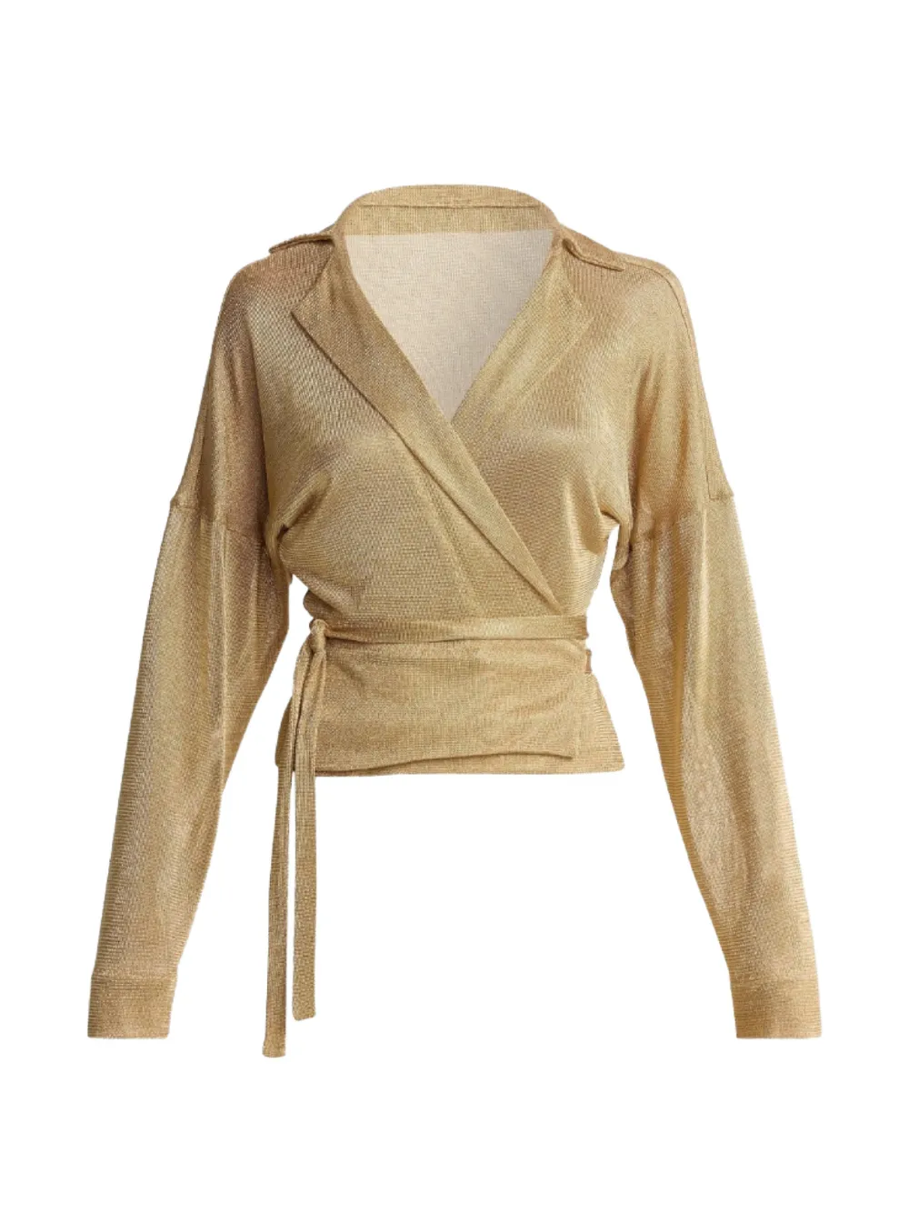 Alberta Ferretti Blouse met metallic-effect en wikkel-design Goud