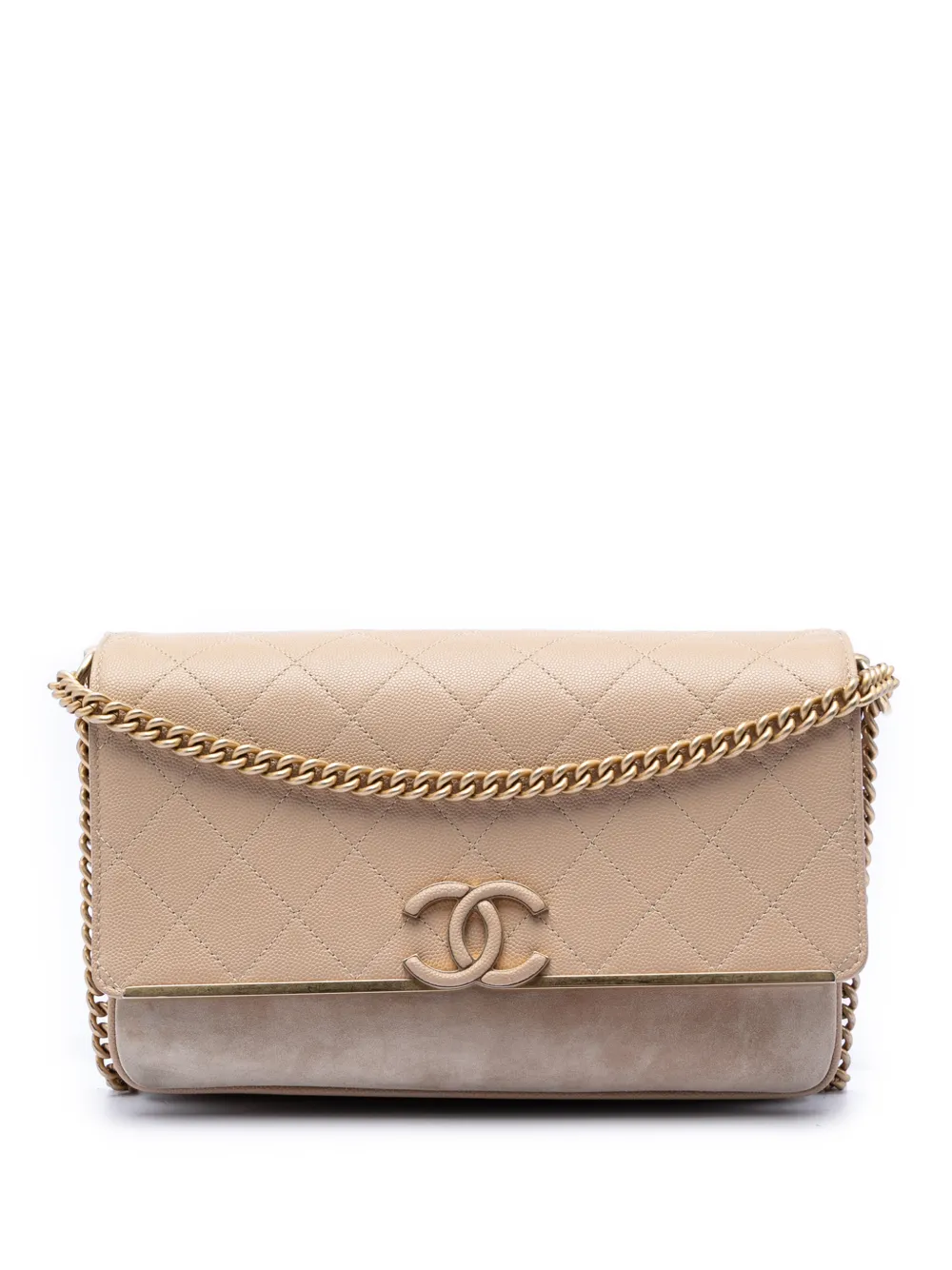 CHANEL Pre-Owned 2018-2019 CC Stitched Caviar and Suede Lady Coco Flap crossbody bag - Toni neutri
