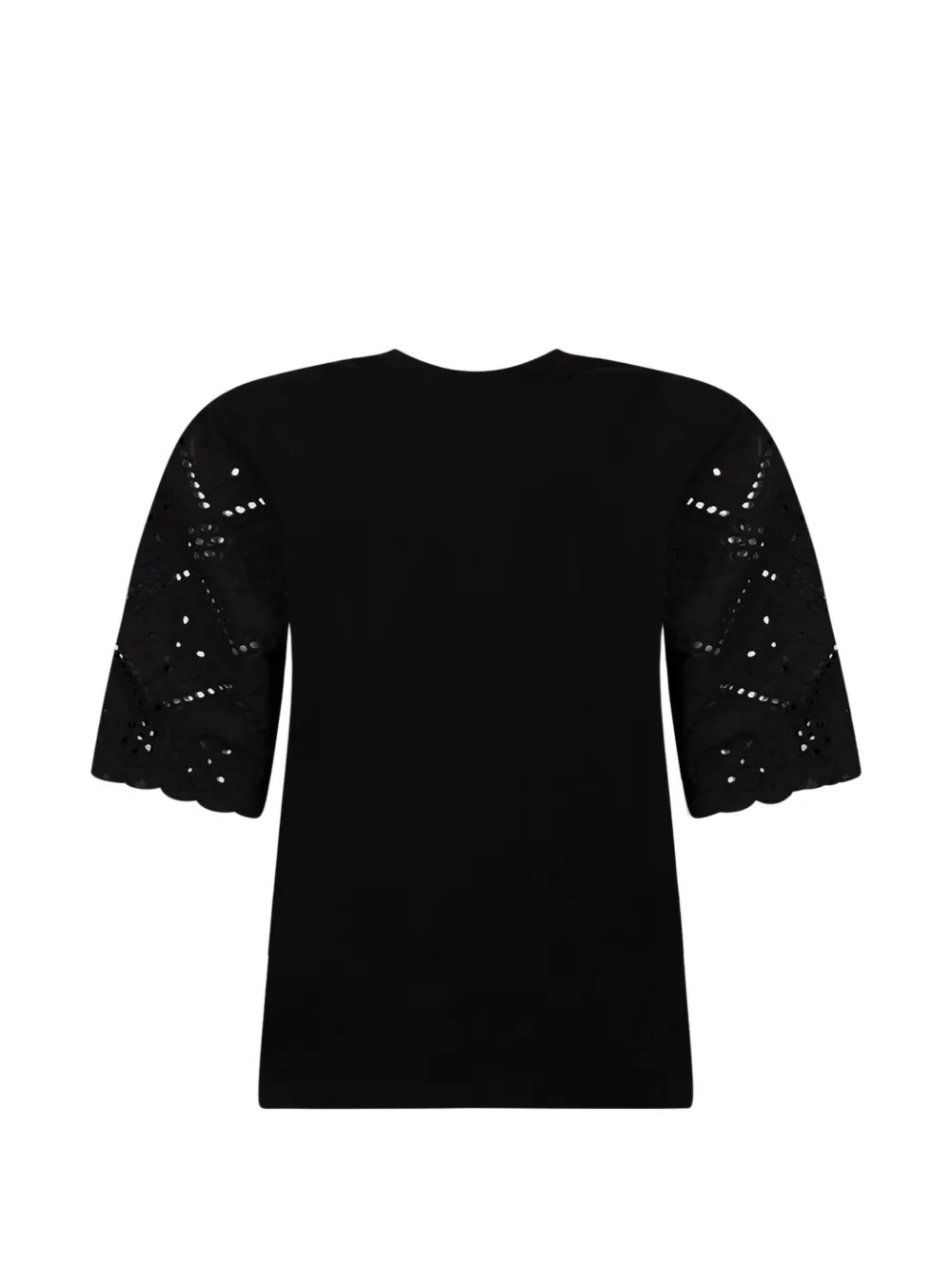 MC2 Saint Barth Maisa T-shirt met broderie anglaise mouwen Zwart