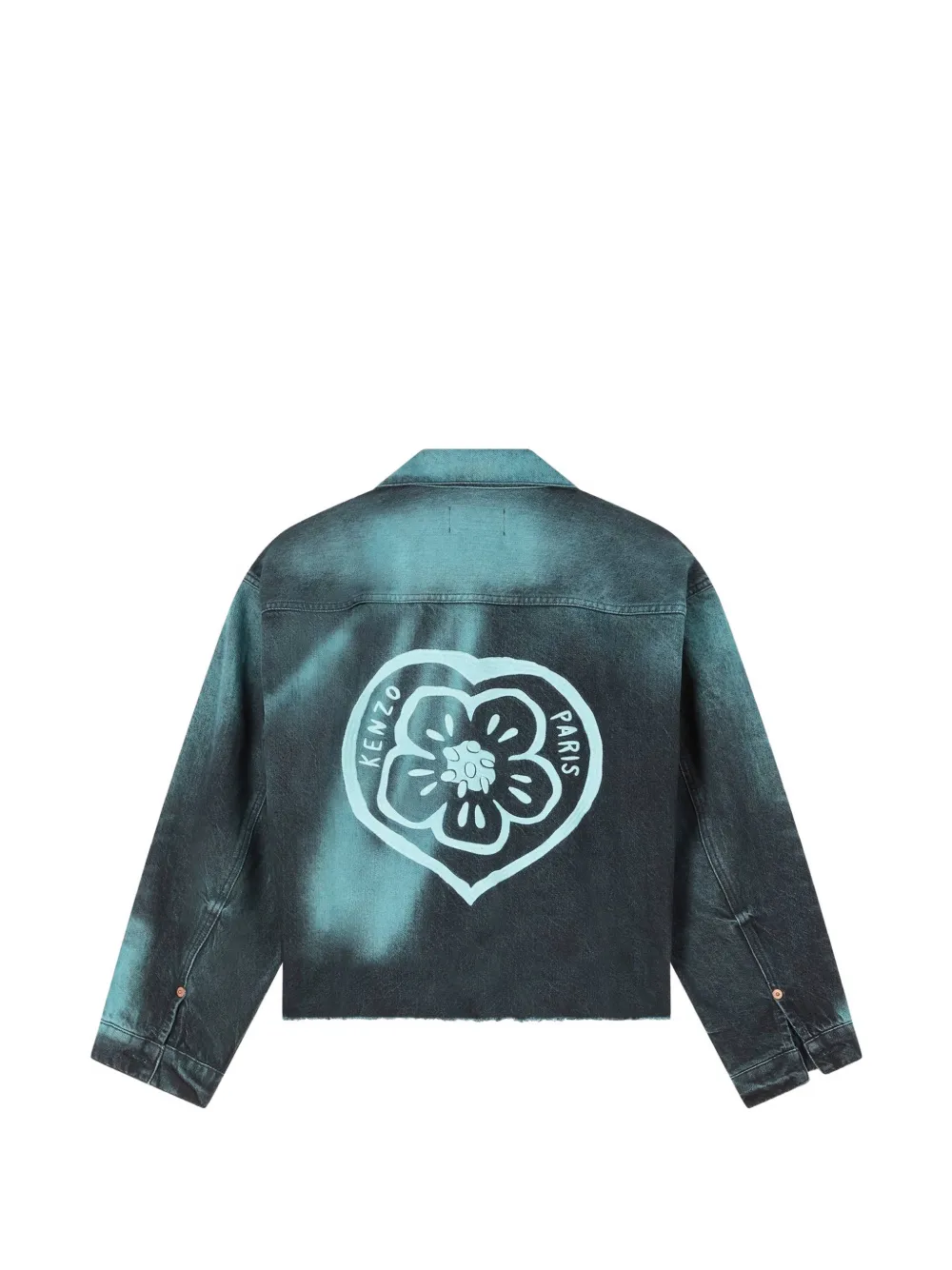Kenzo Boke Flower gerafeld denim jack met logoprint Blauw