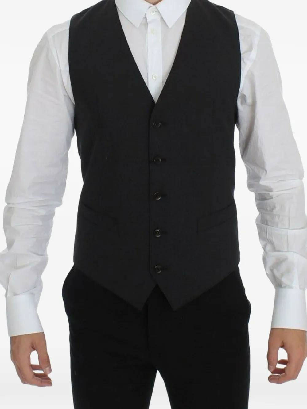 Dolce & Gabbana V-Ausschnitt-Weste mit spitzem Saum - Schwarz