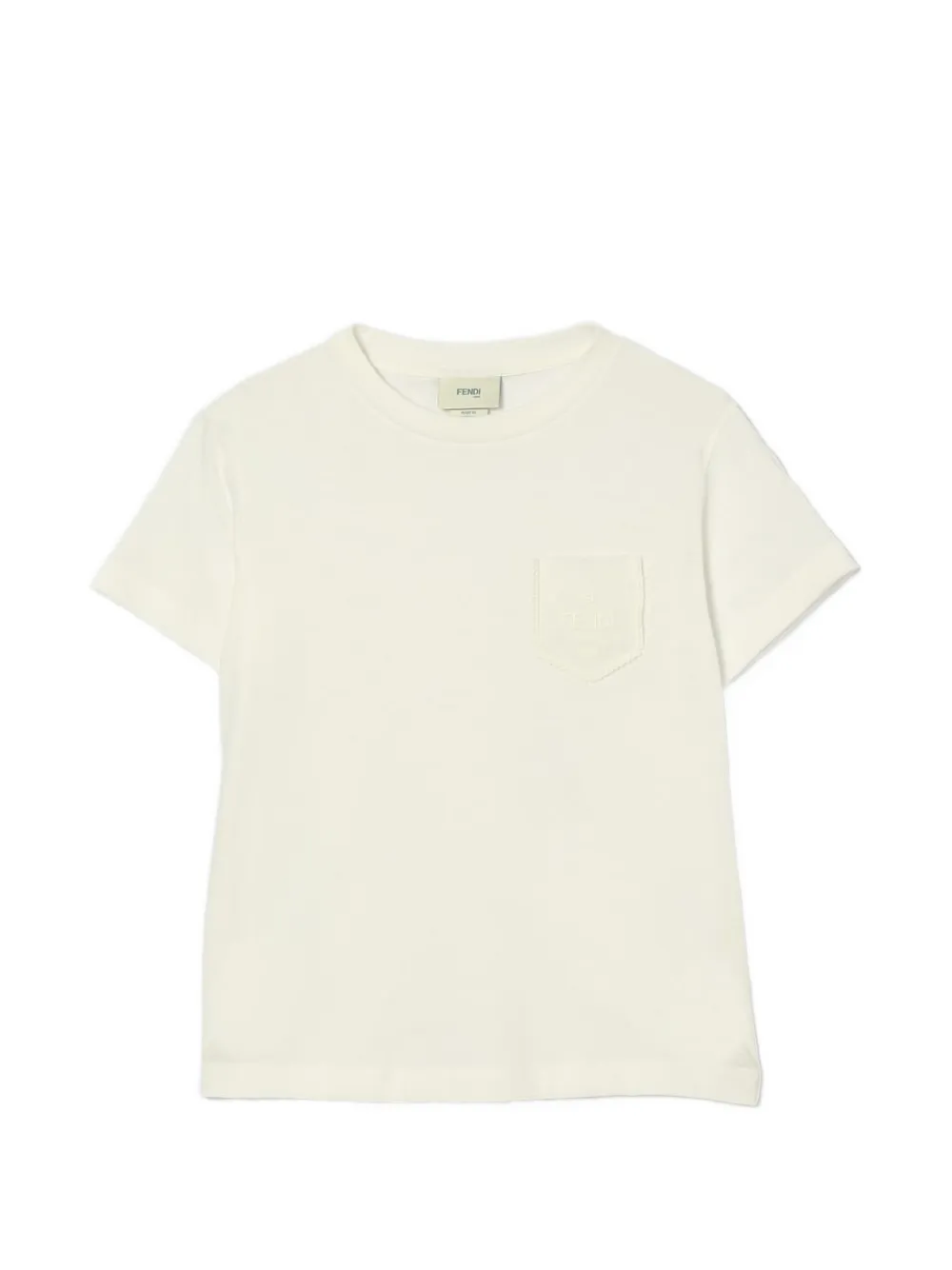 Fendi Kids logo-embroidered patch-pocket T-shirt - Toni neutri