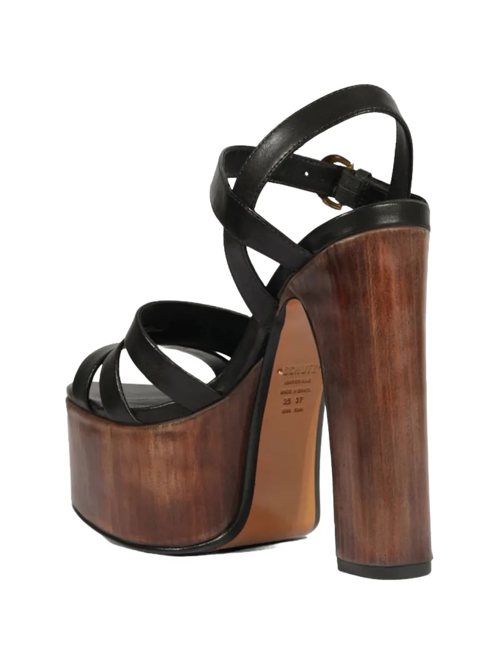 Schutz Wood sandalen met plateauzool Zwart