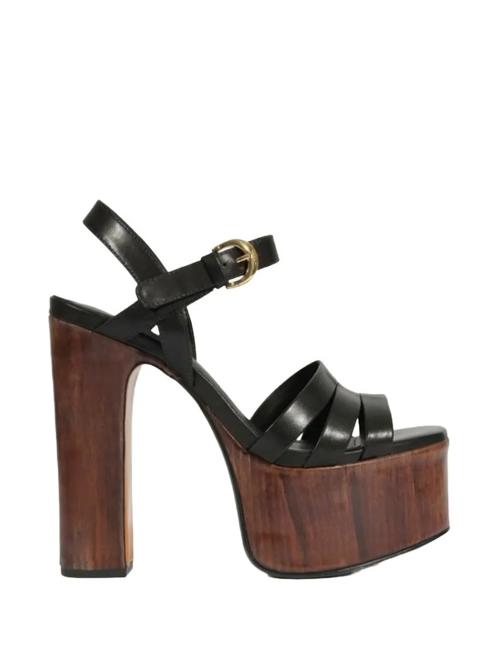 Schutz wood-effect platform sandals Zwart